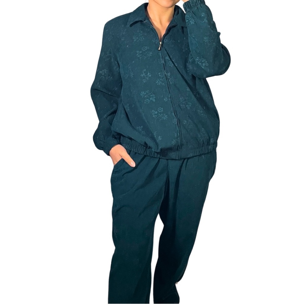 Dark Teal Floral Tracksuit